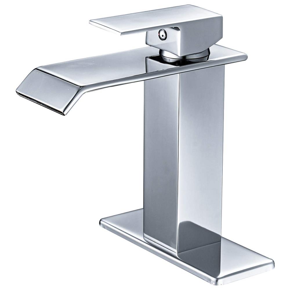 Modern Single Hole Single-Handle Low-Arc Bathroom Faucet Chrome by  Glacier Bay 