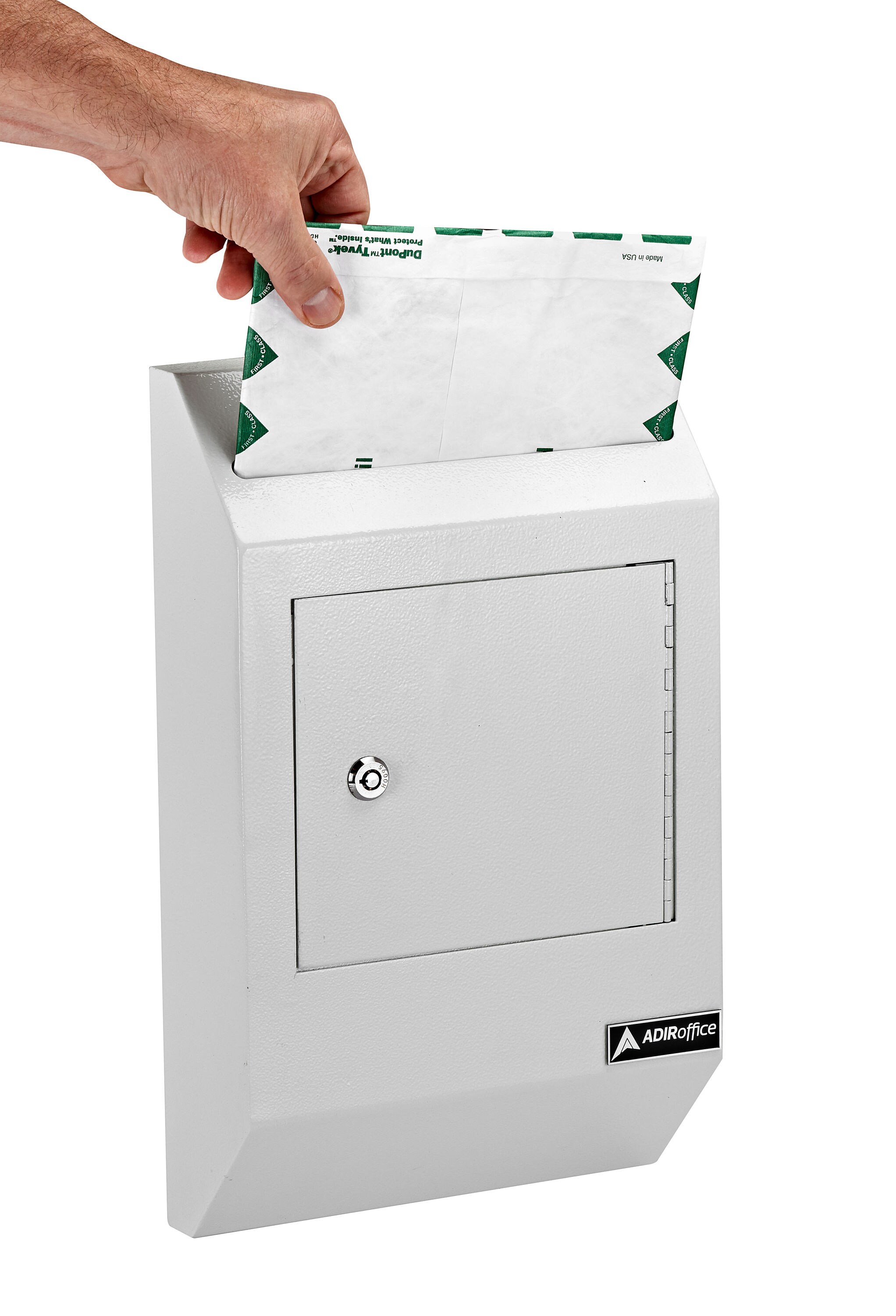 AdirOffice Wall Mount White Metal Lockable Mailbox