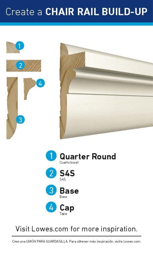 9 16-in X 5-1 4-in X 12-ft Primed Pine Baseboard Moulding (4-pack) In 