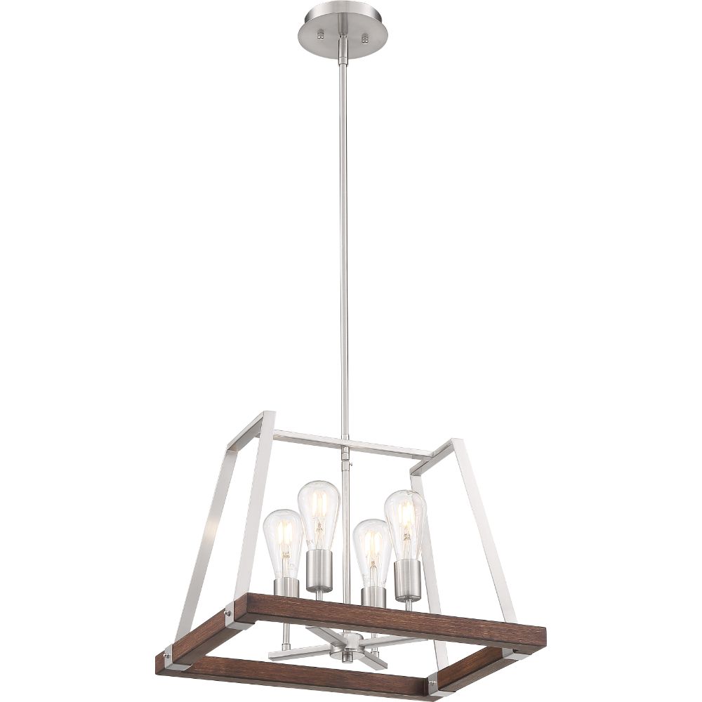 brushed nickel and wood pendant light