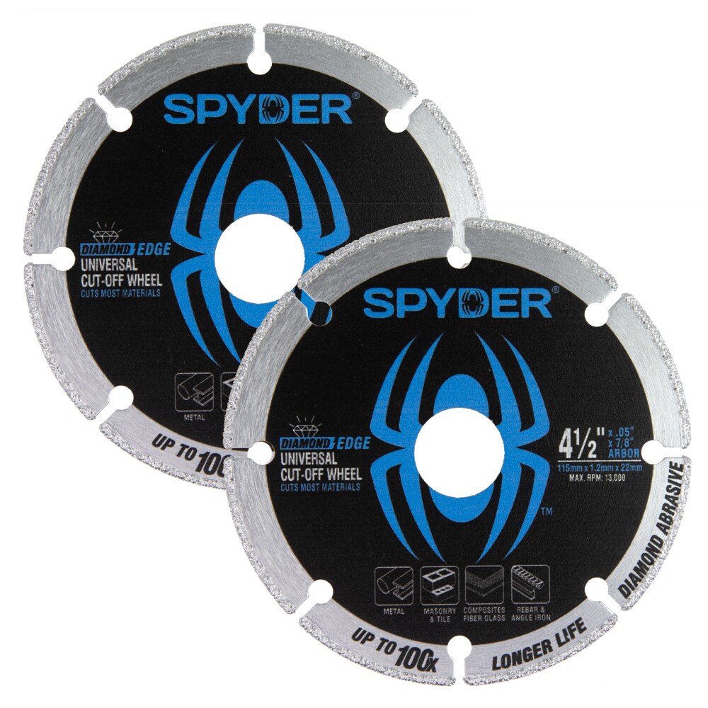 Spyder 2-pack Universal 4.5-in Diamond Edge Cut-off Wheel Angle Grinders 14002 for sale online 