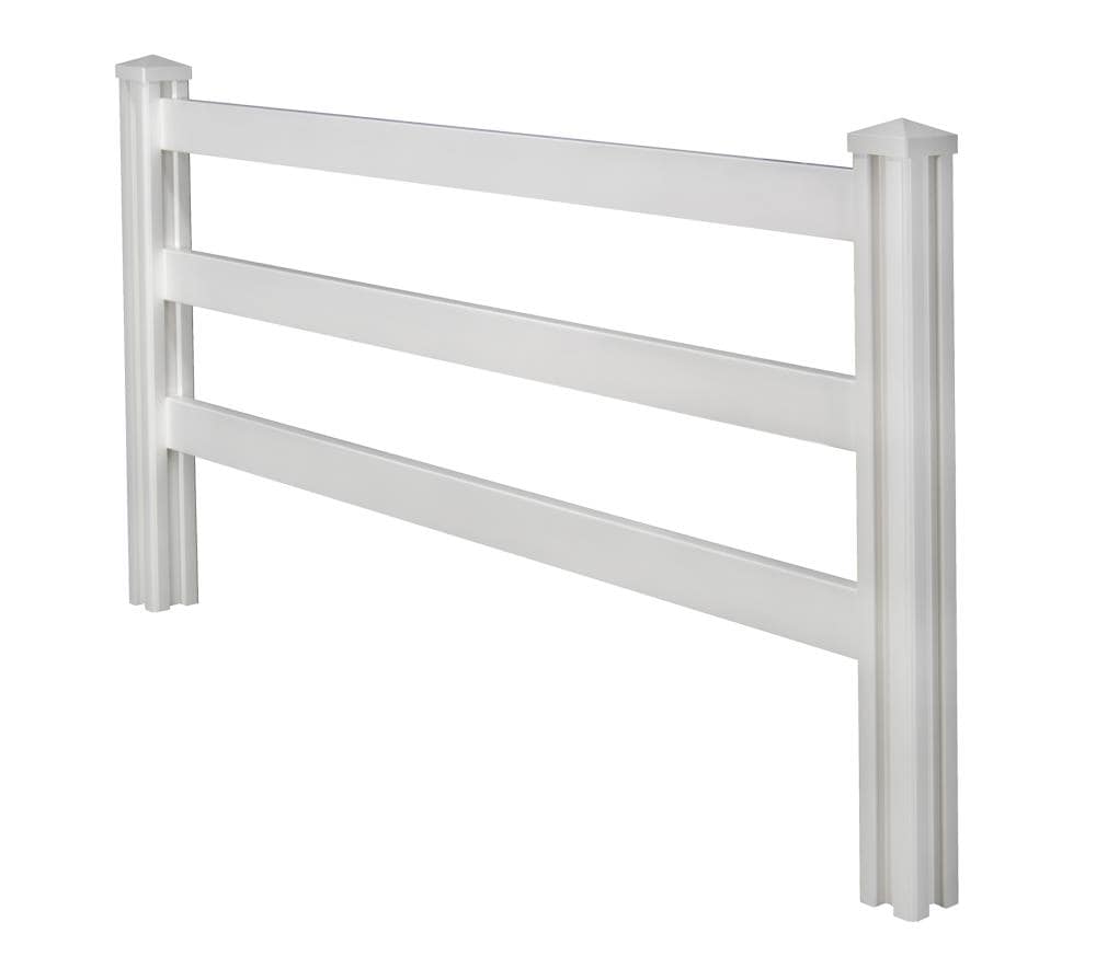 WamBam Fence Ranch Rail 4-ft H X 7-ft W White Vinyl Ranch Rail Fence ...