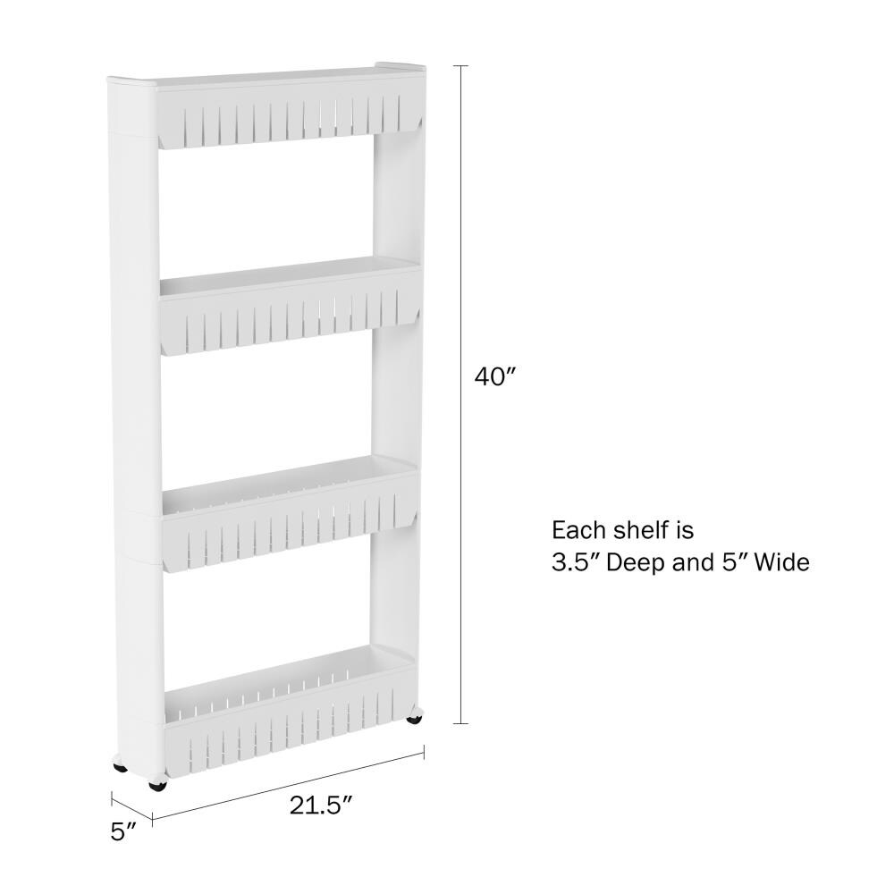 Slim Slide Out Pantry Storage Rack for Narrow Spaces by Everyday Home Mobile Shelving Unit Organizer with 3 Large Storage Baskets 