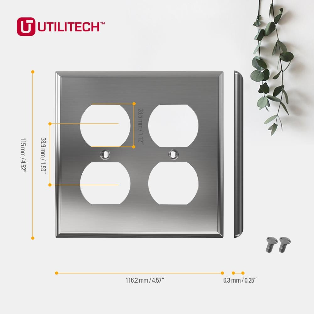 2 Gang Duplex Stainless Steel Wall Plate Box of 10 