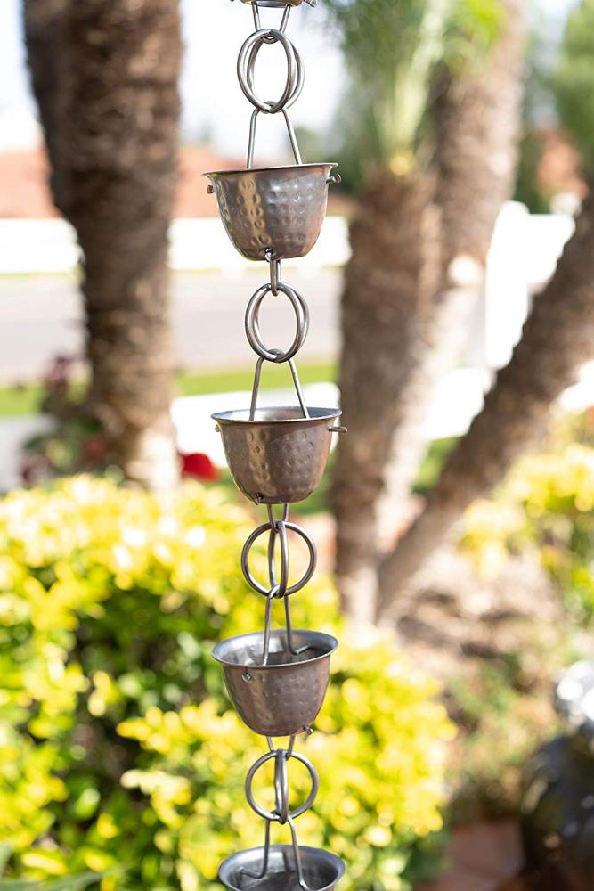 Cup Rain Chain Decorative Copper Gutter Downspout Garden Iron Diverter with Ada 