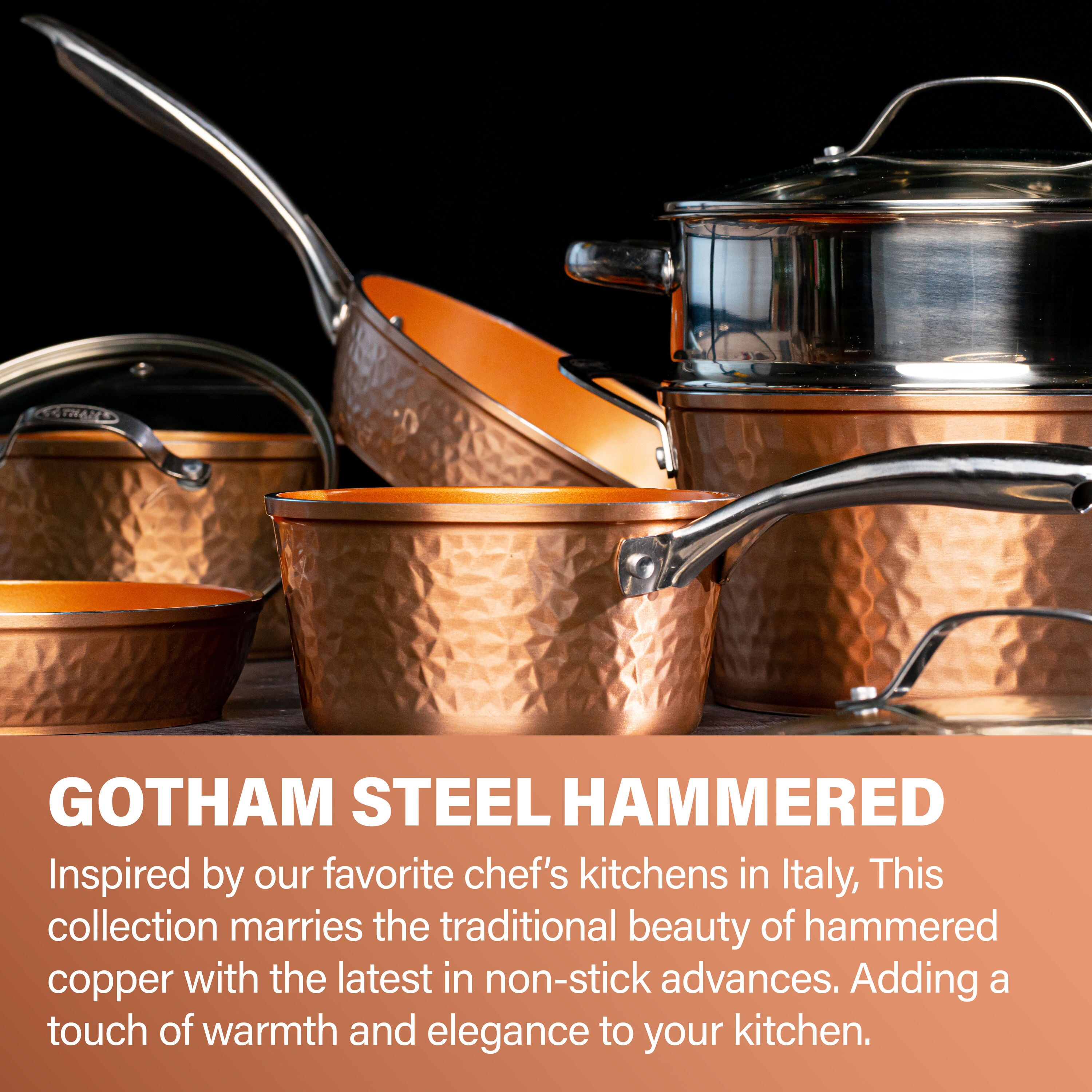 Gotham Steel 5-Piece Gotham Steel hammered 13.78-in Aluminum Cookware Set with Lid