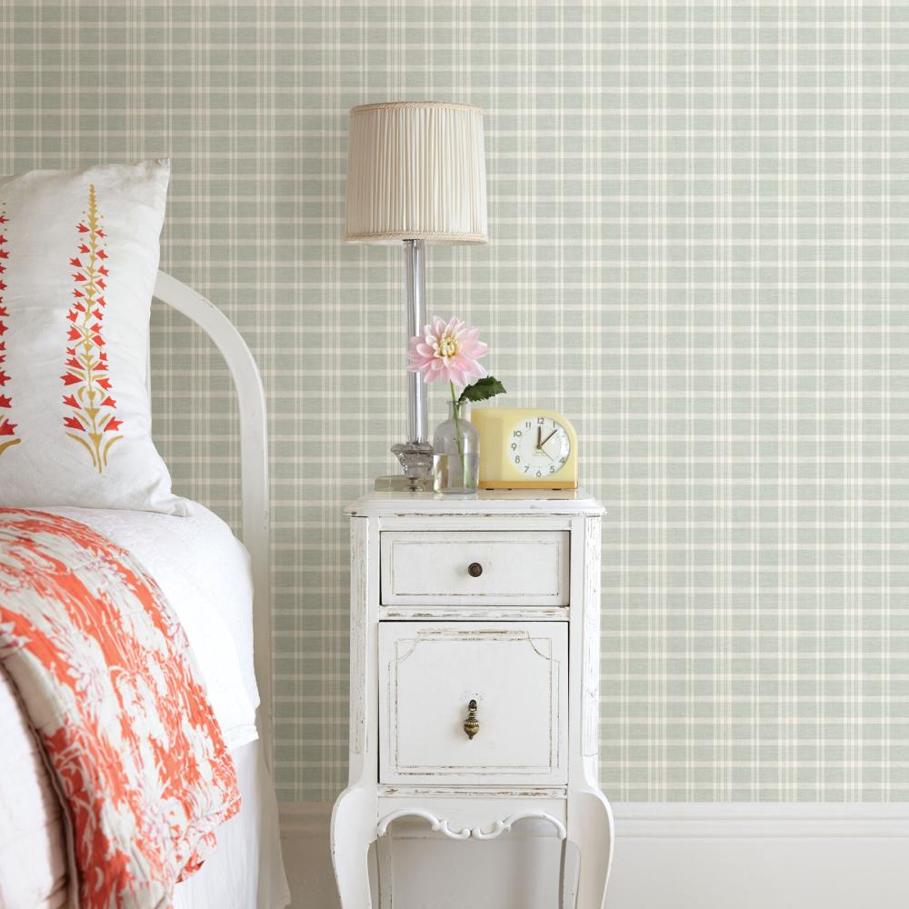 Chesapeake Tristan Teal Prairie Gingham Wallpaper in the Wallpaper department at