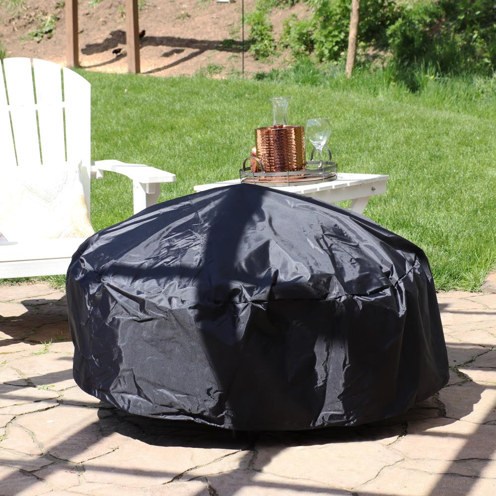 Durable Weather-Resistant Round Fire Pit Cover Outdoor Waterproof Black 30 Inch 