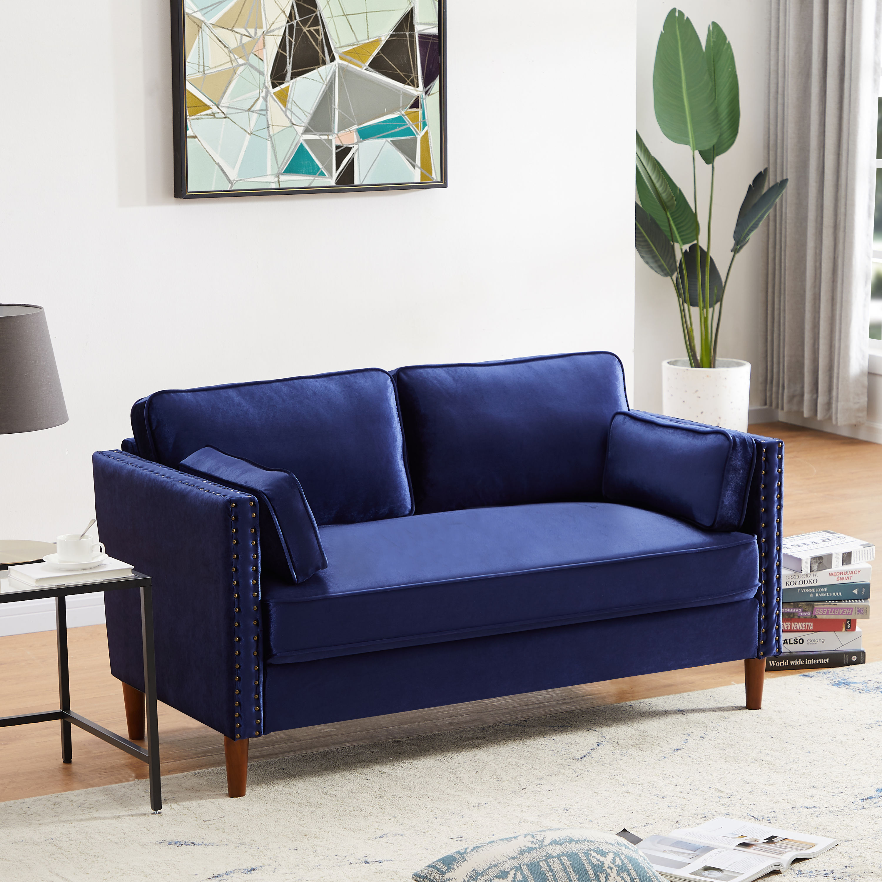 Details about   Modern Living Room Couch Set Furniture BLUE Microfiber Fabric Sofa Loveseat IG0R 