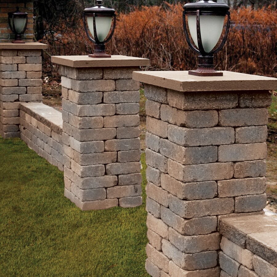 12in L x 4in H x 8in D Tan/Charcoal Retaining Wall Block in the Retaining Wall Block