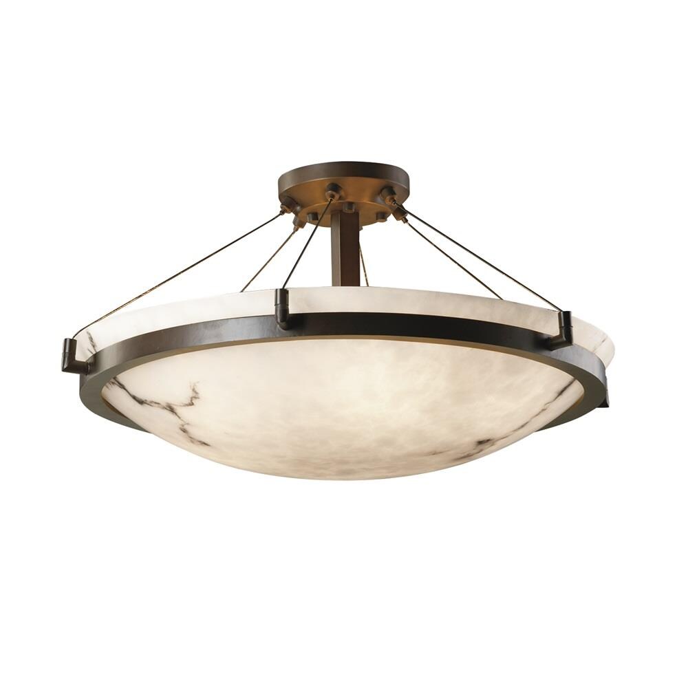 Brushed Nickel Finish with Faux Alabaster Resin Shade Justice Design Group LumenAria 2-Light Semi-Flush Incandescent Brushed Nickel Finish with Faux Alabaster Resin Shade Justice Design Group LumenAria 2-Light Semi-Flush Incandescent