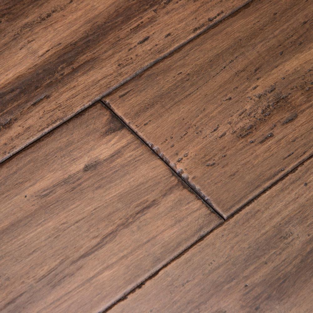 Cali Bamboo Fossilized Treehouse Brown Bamboo 5 1 2 In Wide X 1 2 In Thick Distressed Solid Hardwood Flooring 26 98 Sq Ft In The Hardwood Flooring Department At Lowes Com