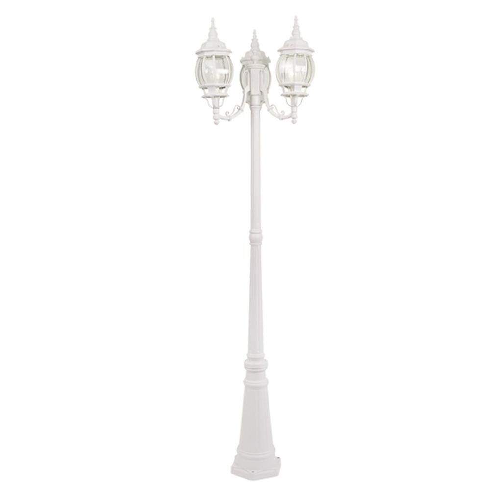 white 3 light lamp post