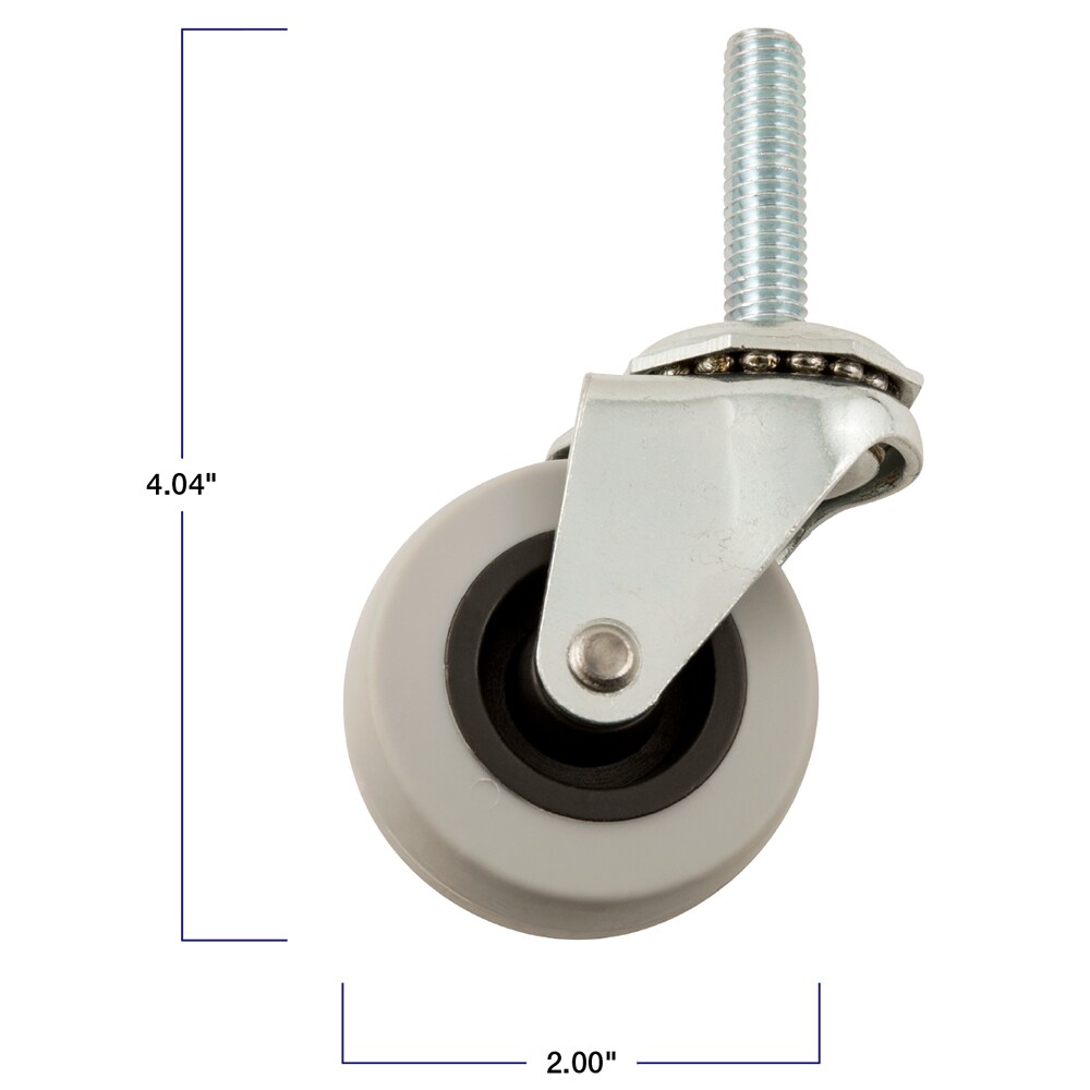 12 Pack 2 Inch Stem Casters Swivel with Front Brake Grey PU Caster Wheels 