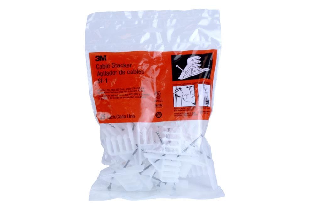 3M Cable Stacker Wire Organizer Mounting Screw Plastic White 25 Pack Case Of 10 