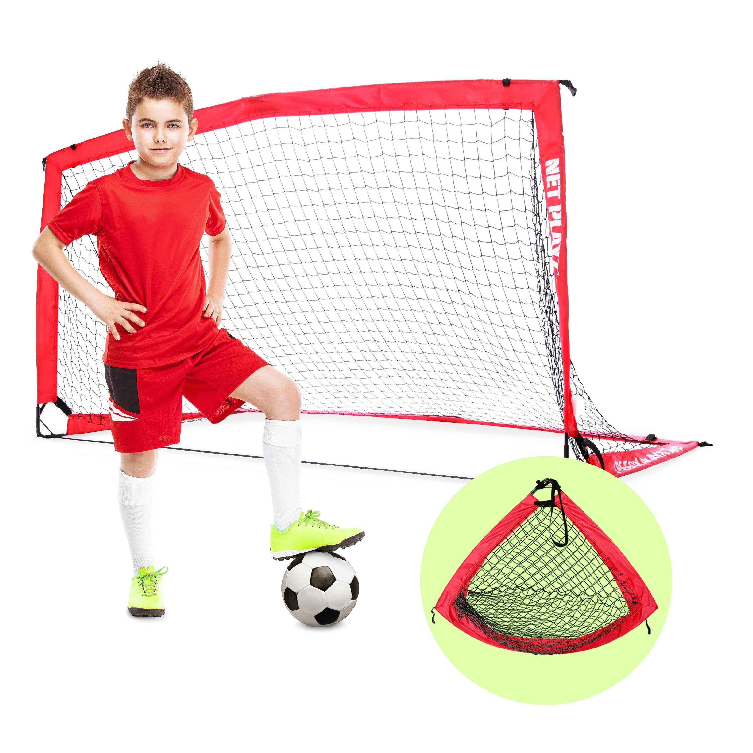 Ball 2 x Instant PopUp Portable Football Soccer Goals Nets Pump & Pegs Outdoor 