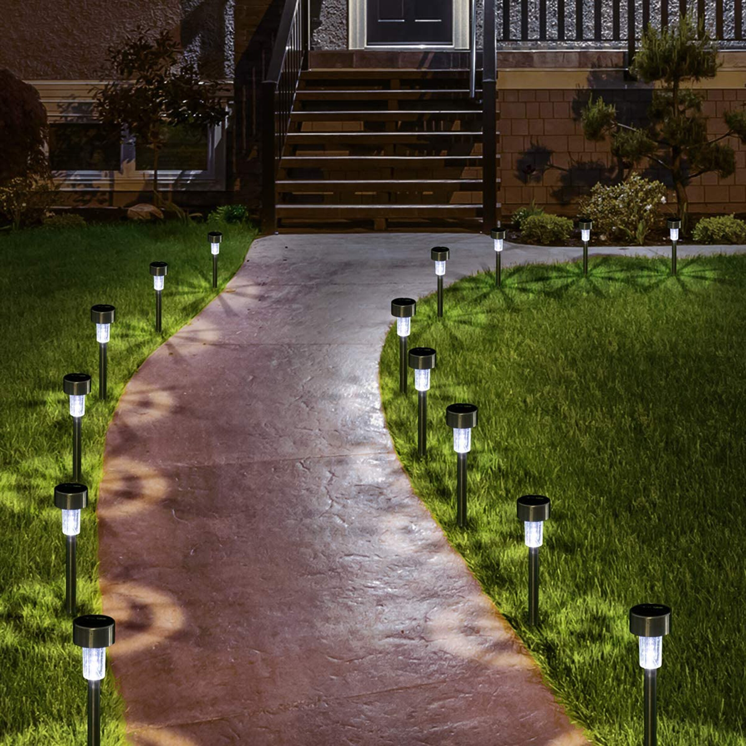10 PACK Solar Pathway Lights Outdoor Home Garden Lawn Landscape LED Lamp 