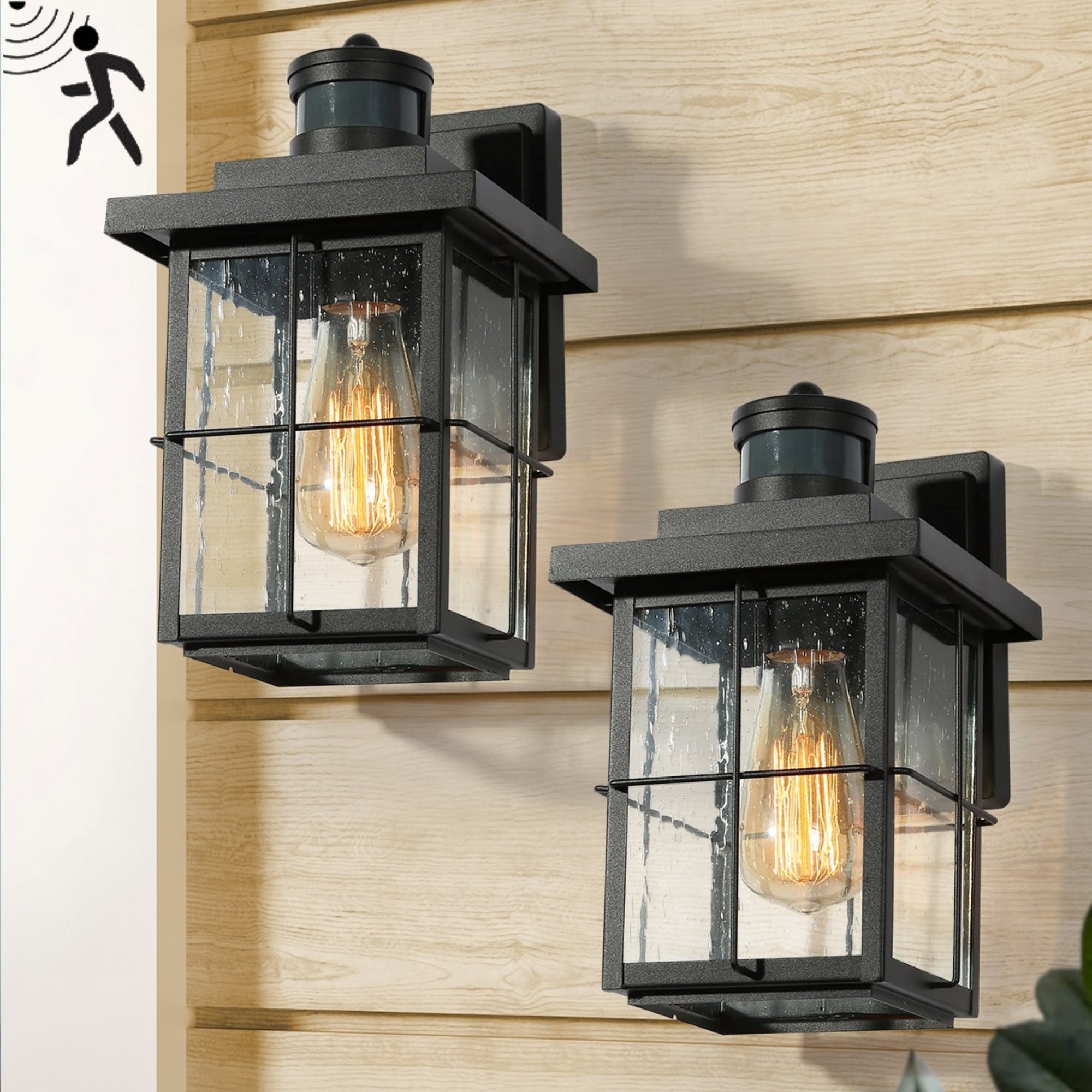 Pack Of 2 Elegant Outdoor Lanterns With Smart Photocell Sensors 