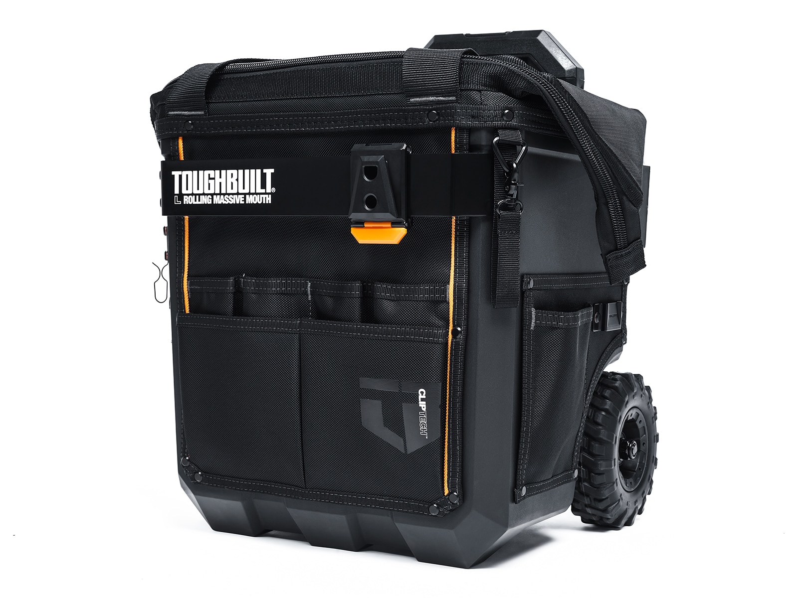 TOUGHBUILT Mouth Hard Bottom Large Black Polyester 14-in Zippered Rolling Tool the Tool Bags department at Lowes.com