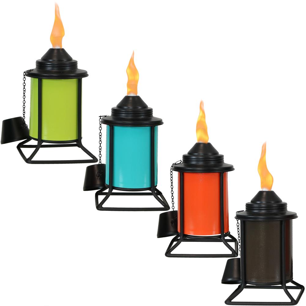 Deck or Garden 1 Blue, 1 Orange and 1 Green - Outside Decor Accessories for Yard Set of 3 Refillable Torches Patio Sunnydaze Multicolored Glass Outdoor Tabletop Torch Set with Fiberglass Wicks 