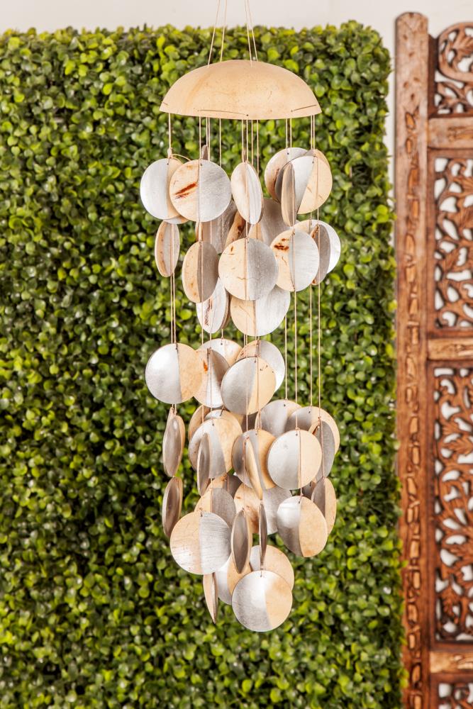 WIND CHIME 20"  MULTI COLORED SEA SHELL BEAD CHANDELIER 