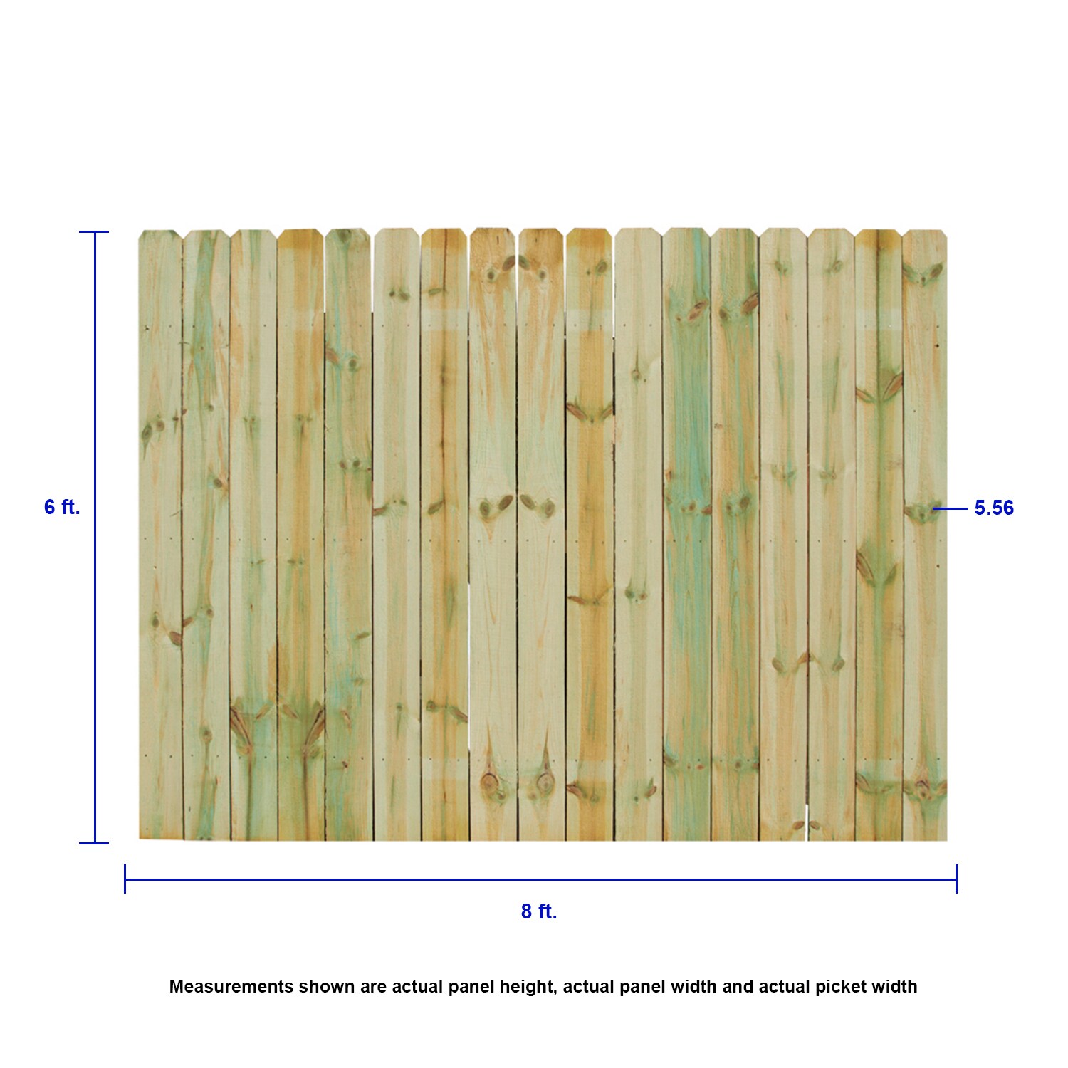 Portable Freestanding Treated Wooden 6ft Picket Fence Panel 2ft 3ft or 4ft High 