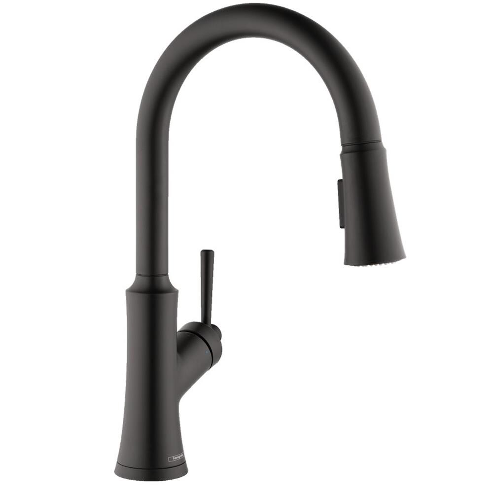 Hansgrohe Joleena Matte Black 1 Handle Deck Mount Pull Down Handle Kitchen Faucet In The Kitchen Faucets Department At Lowes Com
