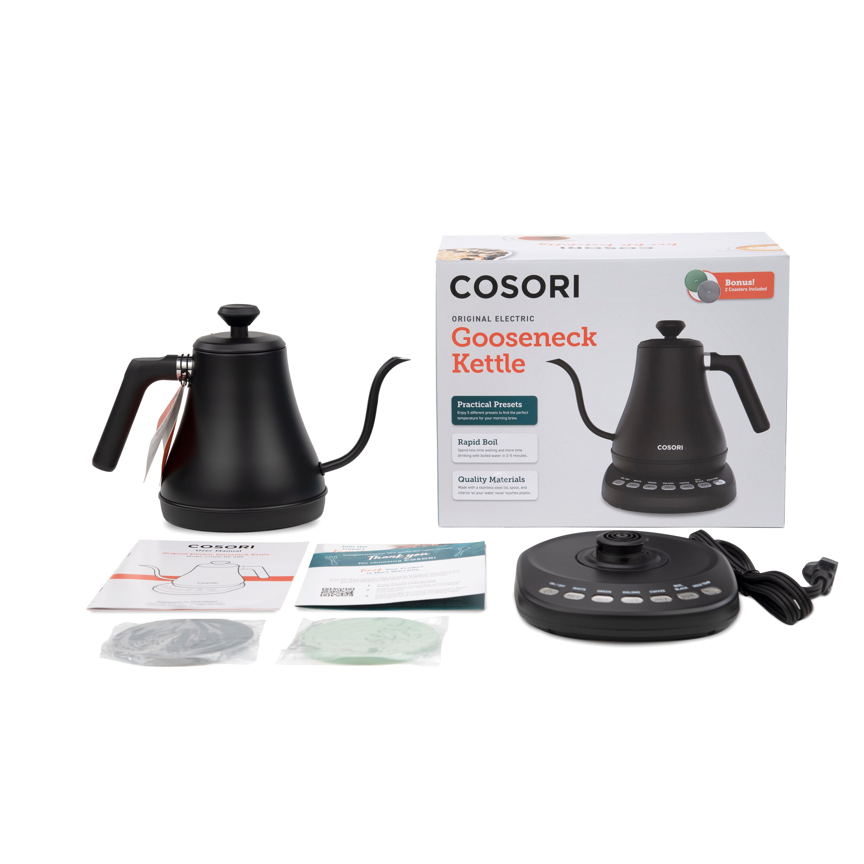 Cosori Black 2-Cup Corded Digital Electric Kettle