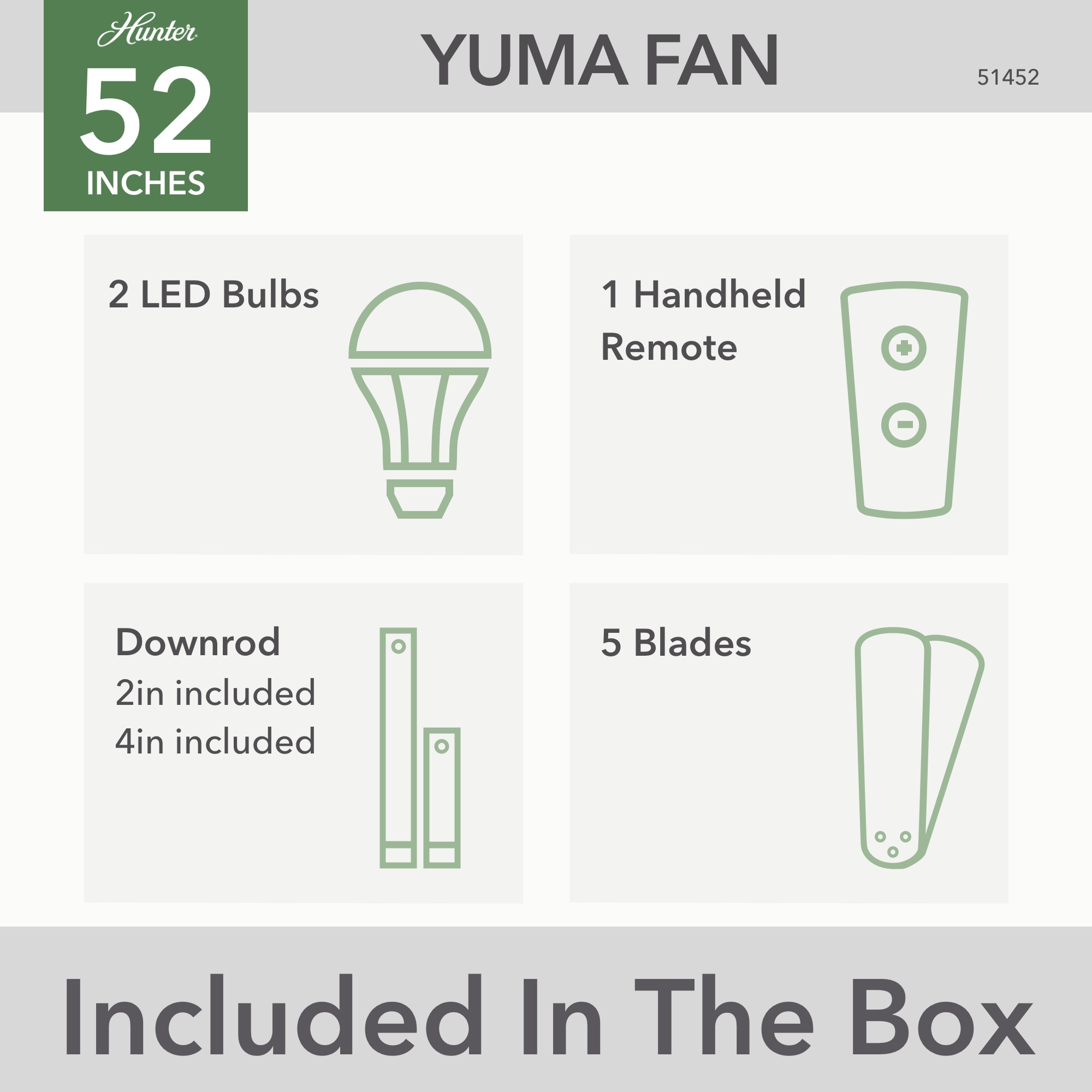Hunter Fan Company 51452 Yuma Ceiling Fan 52 Matte Black 