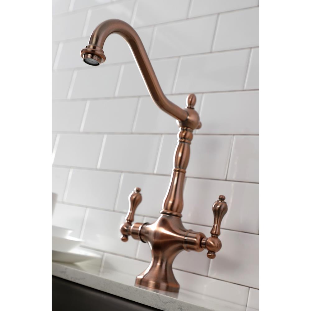 7 in Spout Reach Vintage Copper 7 in Spout Reach Kingston Brass Elements of Design EB716ALSP Victorian High Arch Kitchen Faucet with Non-Metallic Sprayer