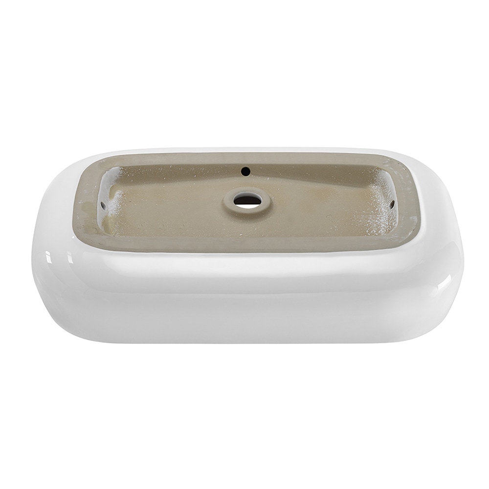 Swiss Madison Chateau Glossy White Ceramic Vessel Rectangular Modern  Bathroom Sink (28-in x 16-in)