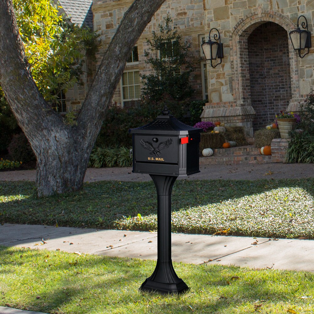 Mailbox Post Mount 53-3/8 in Removable Bottom Plate Locking Durable Plastic