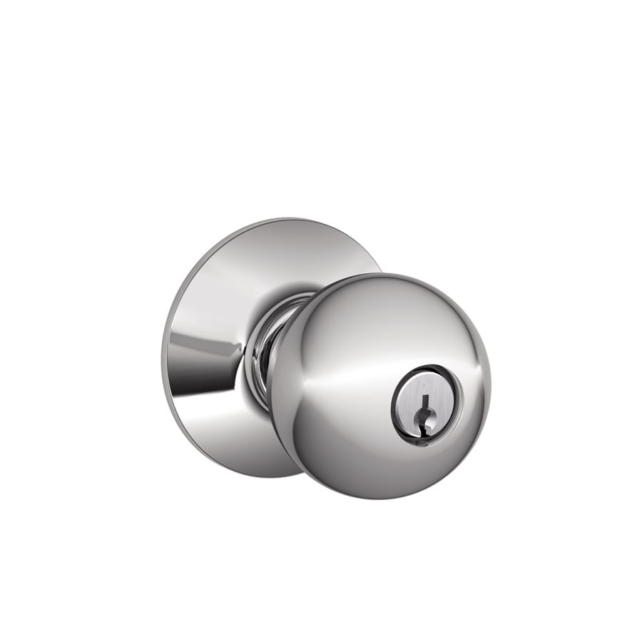 Schlage F Orbit Bright Chrome Keyed Entry Door Knob Single Pack