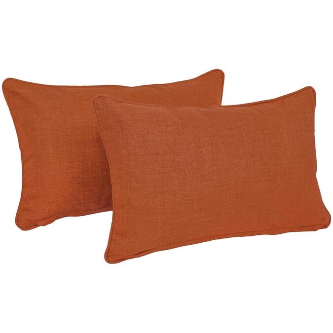 Blazing Needles 2 Pack Solid Tangerine Dream Rectangular Throw Pillow In The Outdoor Decorative Pillows Department At Lowes Com