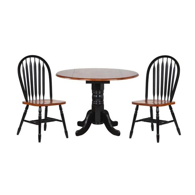 Sunset Trading Sunset Trading 3 Piece 42 In Round Drop Leaf Dining Set With Arrowback Chairs In The Dining Room Sets Department At Lowes Com