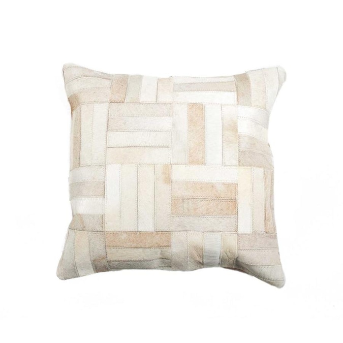 Homeroots 18 In X 18 In X 5 In Natural Parquet Cowhide Pillow In The Throw Pillows Department At Lowes Com