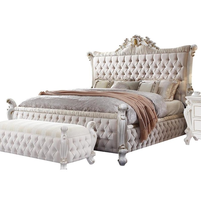 Acme Furniture Picardy Fabric And Antique Pearl King Upholstered Bed In The Beds Department At Lowes Com