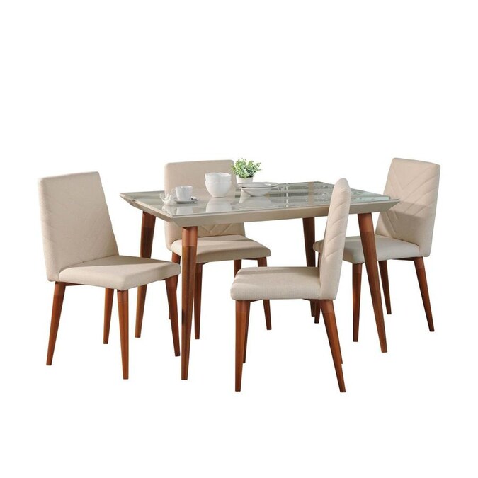 Manhattan Comfort Utopia 47 24 In 5 Piece Dining Set In Off White And Beige In The Dining Room Sets Department At Lowes Com