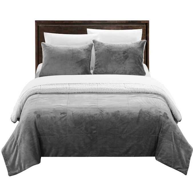 Chic Home Design Evie 7 Piece Grey Queen Bedspread Set In The Bedding Sets Department At Com Chic Home Design Evie 7 Piece Grey, Grey Queen Size Bed Sets