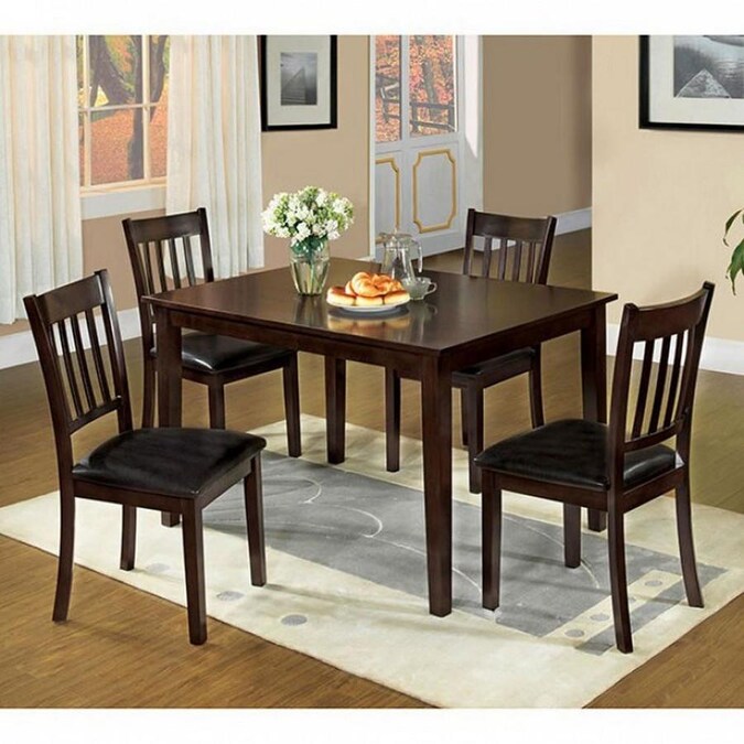 Benzara Espresso Dining Room Set With Rectangular Table In The Dining Room Sets Department At Lowes Com