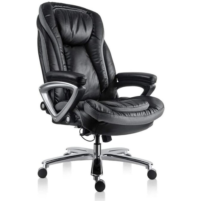 Casainc Office Lumbar Support Desk Chair In Gary And Black In The Office Chairs Department At Lowes Com