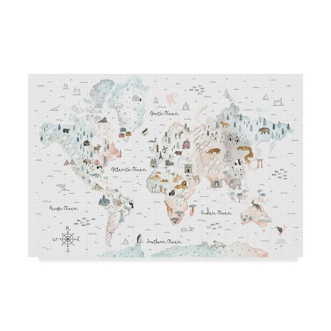 Trademark Fine Art Laura Marshall World Traveler I 12x19 Canvas Art In The Wall Art Department At Lowes Com