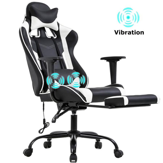 Bestoffice Pc Gaming Chair Racing Office Chair Ergonomic Desk Chair Massage Pu Leather Recliner Computer Chair With Lumbar Support Headrest Armrest Footrest Rolling Swivel Task Chair For Women Adults White In The