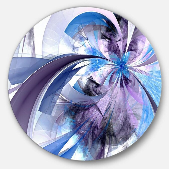 Designart Purple And Blue Symmetrical Fractal Flower Floral Metal Circle Wall Art In The Wall Art Department At Lowes Com