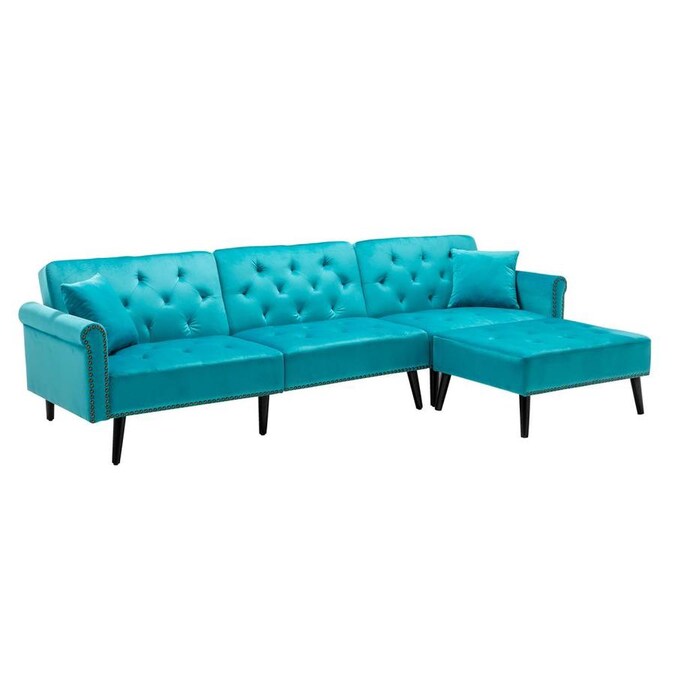 Casainc Light Blue Velvet Living Room Sectional Sofa Set With Ottoman Furniture In The Sets Department At Com Casainc Light Blue Velvet Living Room, Furniture Sofa Set