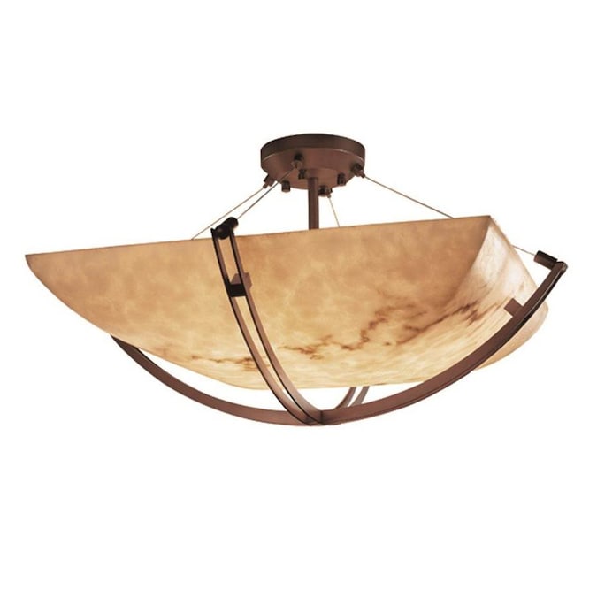 Justice Design Group Lumenaria Crossbar 8 Light 42 In Semi Flush Bowl Square Bowl Shade Faux Alabaster Dark Bronze In The Flush Mount Lighting Department At Lowes Com