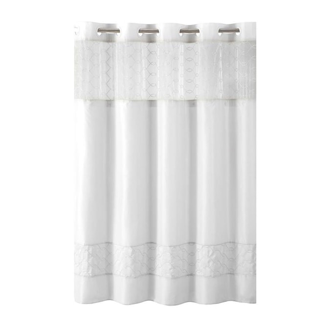 Hookless Hookless Gray Shower Curtain 71x74 With Peva Liner In The Shower Curtains Liners Department At Lowes Com