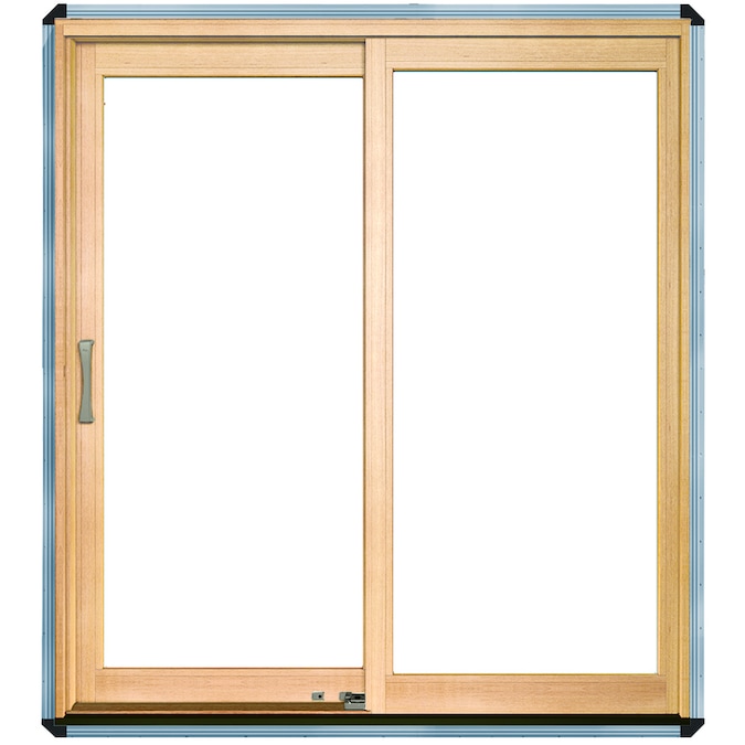 Pella Lifestyle 72 In X 80 In Clear Glass Wood Right Hand Double Door Sliding Patio Door In The Patio Doors Department At Lowes Com
