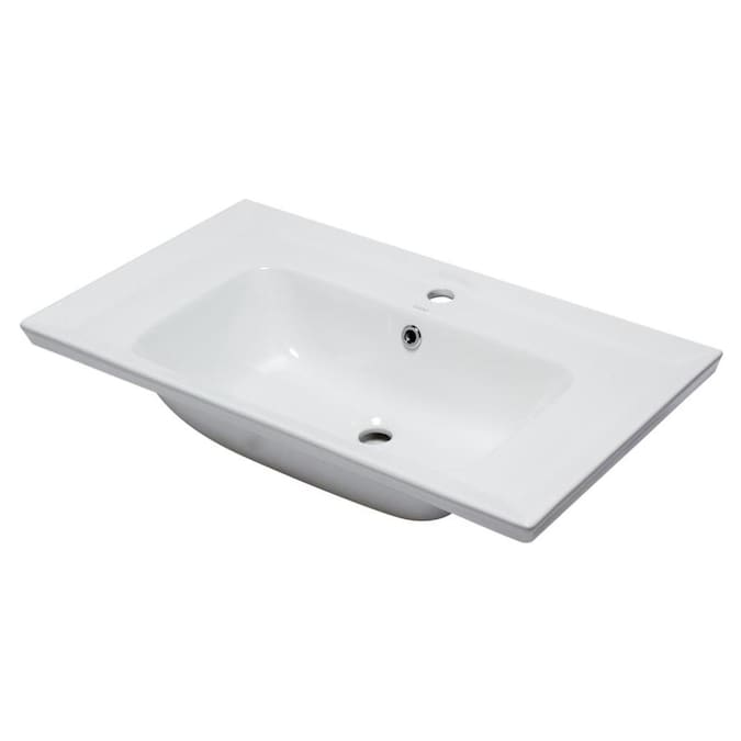 Eago White Porcelain Drop In Rectangular Bathroom Sink With Overflow Drain 31 5 In X 18 88 In In The Bathroom Sinks Department At Lowes Com