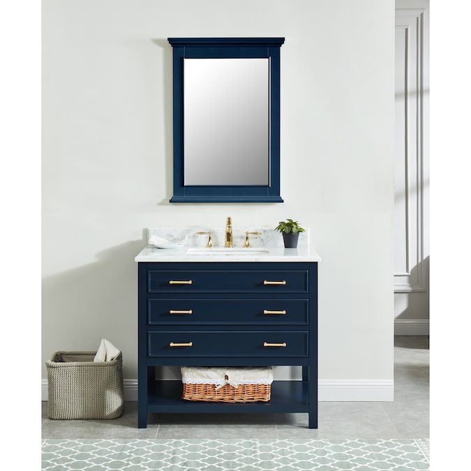 Allen Roth Presnell 37 In Navy Blue, 37 Inch Bathroom Vanity With Sink